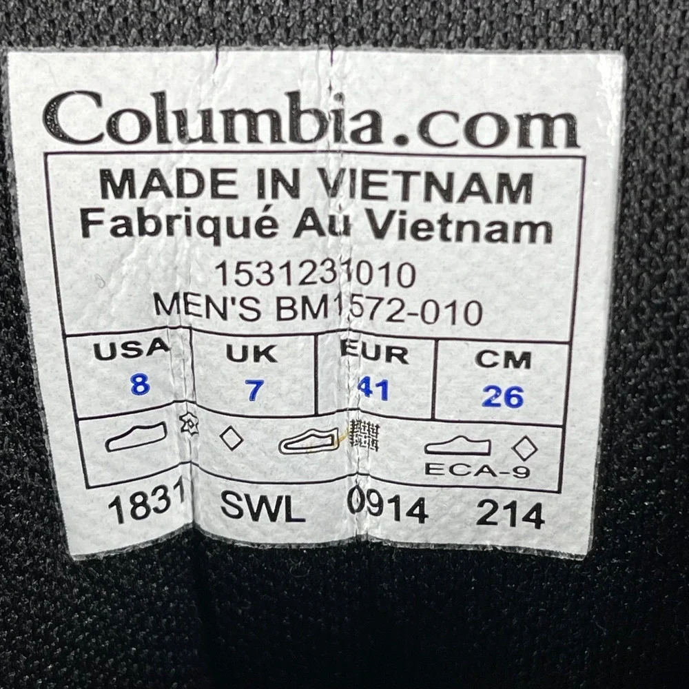 Columbia Bugaboot Plus III Mens 8 Black Waterproof 200g‎ Insulation BM1572-010